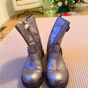 Metallic Silver Ankle Boots
